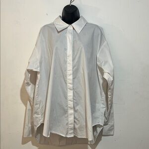 Good American White Oversized Button Up Shirt Size 4